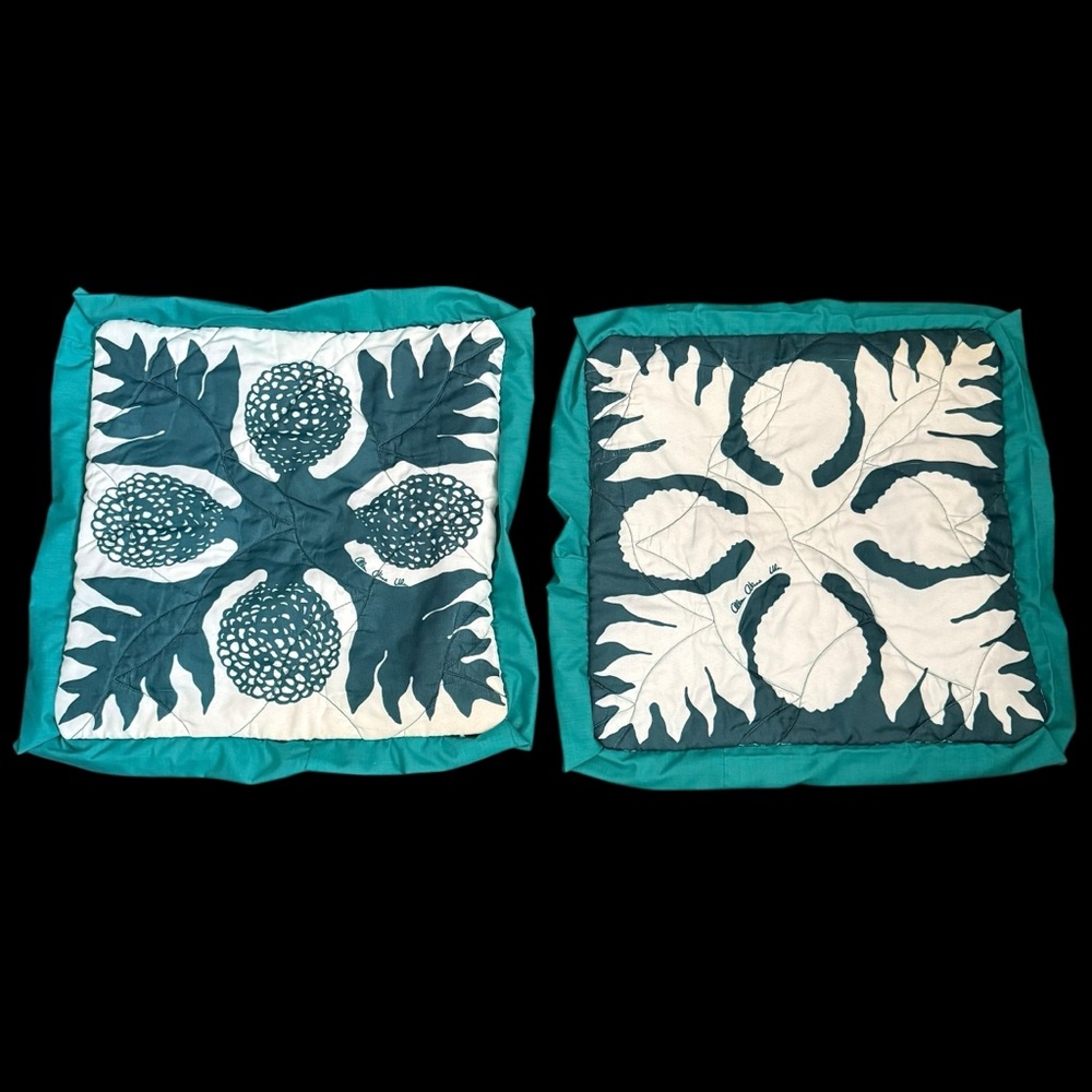 Teal and White Decorative Pillow Covers
